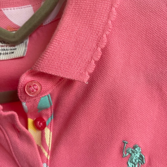 US Polo Assn Girls Top 8-9 Y Pink Polo Logo Embroidered Short Sleeve Collar new - Picture 14 of 17